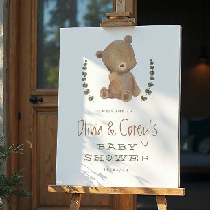Bearly Wait Boho Neutral Baby Shower Welcome Sign