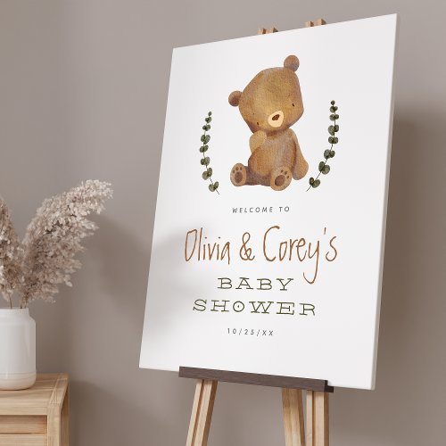 Bearly Wait Boho Neutral Baby Shower Welcome Sign