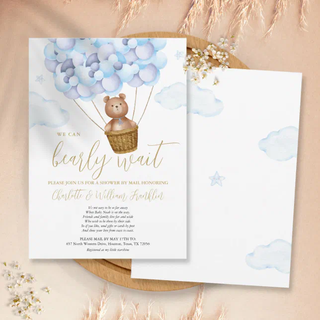 Bearly Wait Boy Baby Shower By Mail Long Distance Invitation | Zazzle