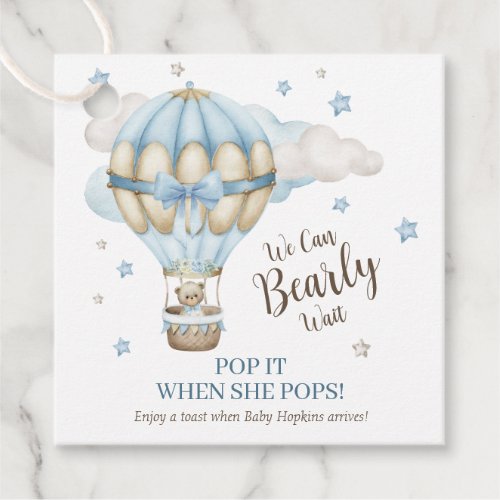 Bearly Wait Boy Baby Shower Favor Tags