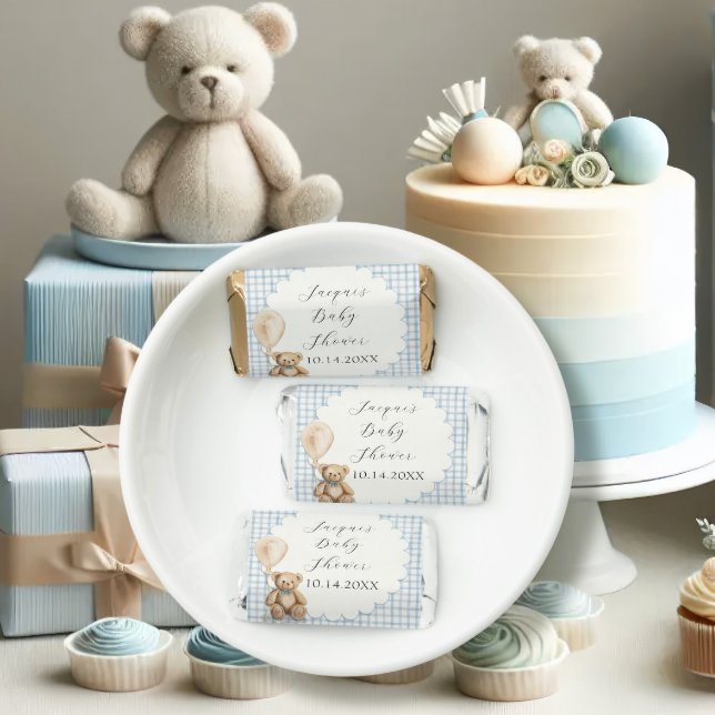 Bearly Wait Boy Teddy Bear Baby Shower Blue White Hershey's Miniatures (Creator Uploaded)