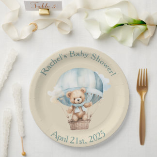 Bearly Wait - Boy Teddy Bear In Hot Air Balloon   Paper Plates