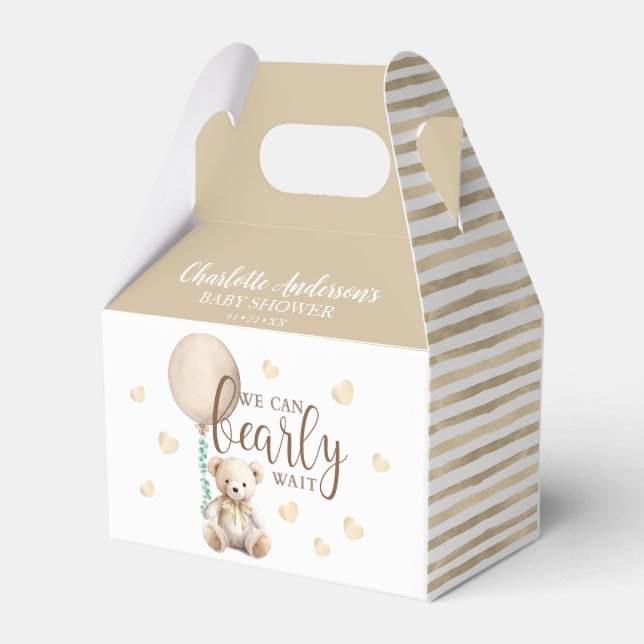 Bearly Wait Brown Baby Shower Favor Box (Back Side)