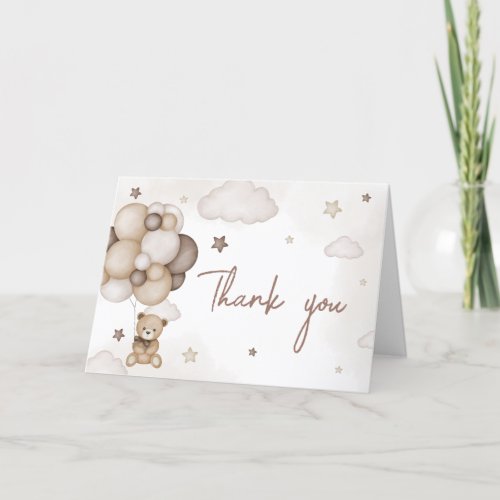 Bearly Wait Brown Balloon Baby Shower Thank You Card