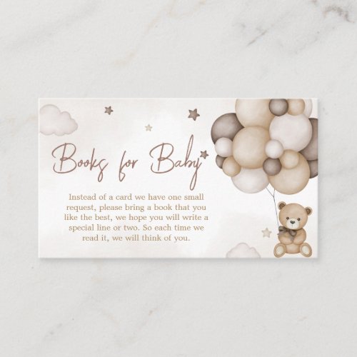 Bearly Wait Brown Balloon Books for Baby Enclosure Card