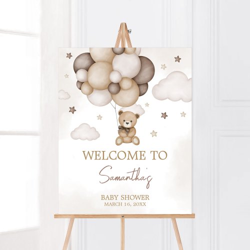 Bearly Wait Brown Balloon Welcome Poster