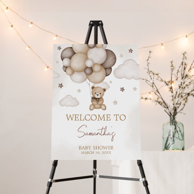 Bearly Wait Brown Balloon Welcome Sign (In Situ (Stand))