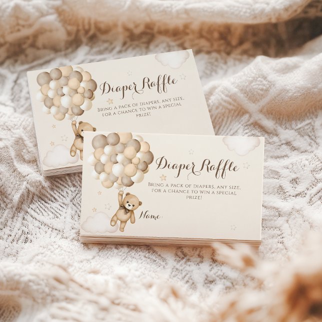 Bearly Wait Brown Bear Balloon Baby Shower  Enclosure Card (Creator Uploaded)