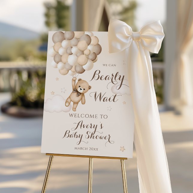 Bearly Wait Brown Bear Balloon Baby Shower  Foam Board (Creator Uploaded)