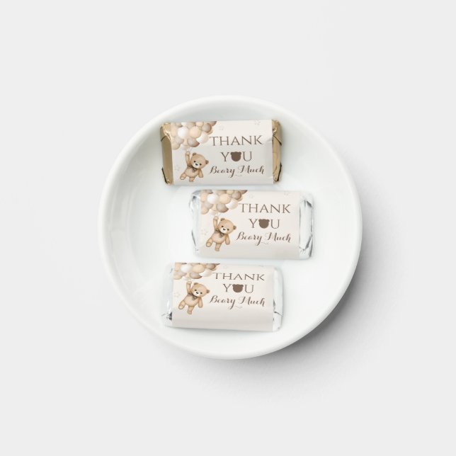 Bearly Wait Brown Bear Balloon Baby Shower  Hershey's Miniatures (Plate)