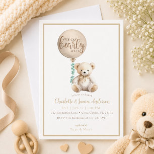 Bearly Wait Brown Teddy Bear Baby Shower Invite