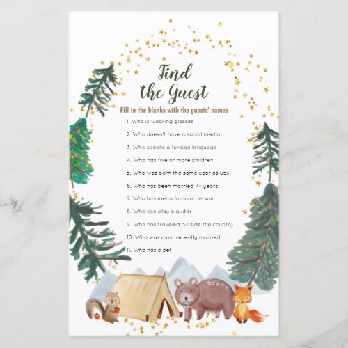 Bearly Wait Camper Baby Shower Find the Guest game