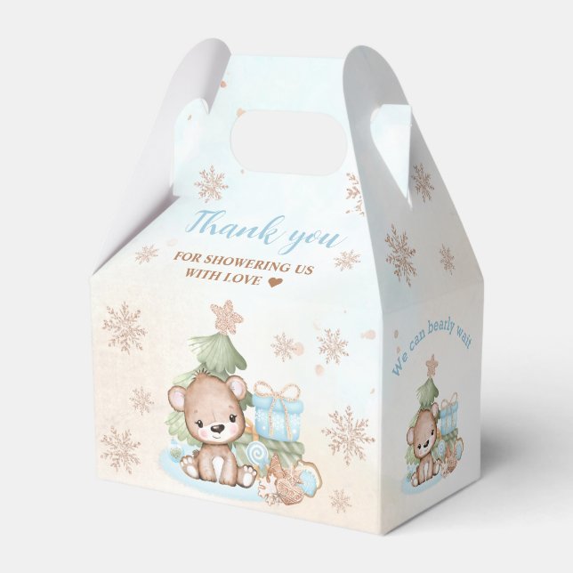 Bearly Wait Christmas Boy Baby Shower Favor Box (Back Side)