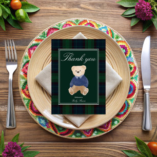 Bearly wait classic plaid baby shower thank you card
