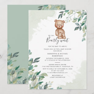 Bearly Wait Couples Baby Shower Eucalyptus Foliage Invitation