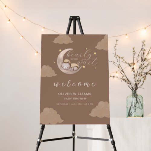 Bearly Wait Cub Brown Moon Star Welcome Sign