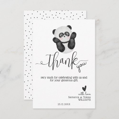 Bearly wait Cute Black  White Baby Shower Thank You Card