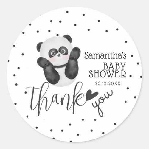 Bearly wait Cute Black  White Baby Shower Thanks Classic Round Sticker