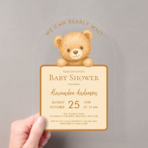 Bearly Wait Cute Brown Teddy Bear Baby Shower