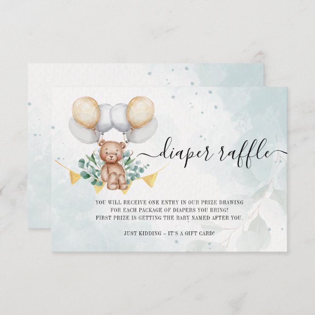 Bearly Wait Diaper Raffle Baby Shower Card (Front/Back)
