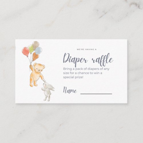 Bearly Wait Diaper Raffle Enclosure Cards