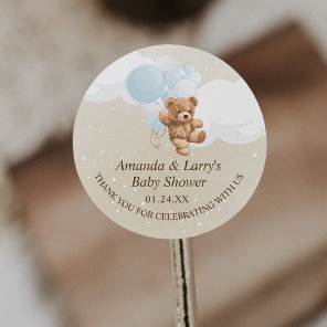 Bearly Wait Dusty Blue Teddy Bear Classic Round Sticker