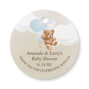 Bearly Wait Dusty Blue Teddy Bear Favor Tags