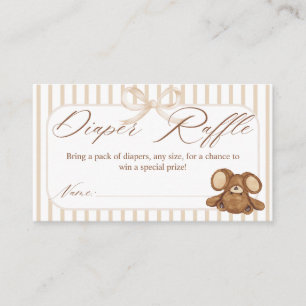 Bearly Wait Elegant Baby Shower diaper raffle Enclosure Card