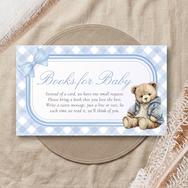 Bearly Wait Elegant Bear Shower Books for Baby Enclosure Card (Blue Bear Baby Shower Books for Baby)