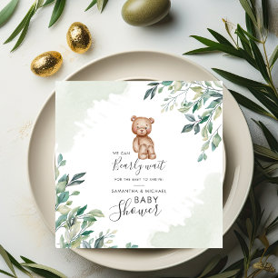 Bearly Wait Eucalyptus Leaves Couples Baby Shower Napkins