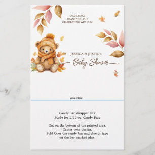 Bearly Wait Fall Baby Shower Candy Bar Wrapper