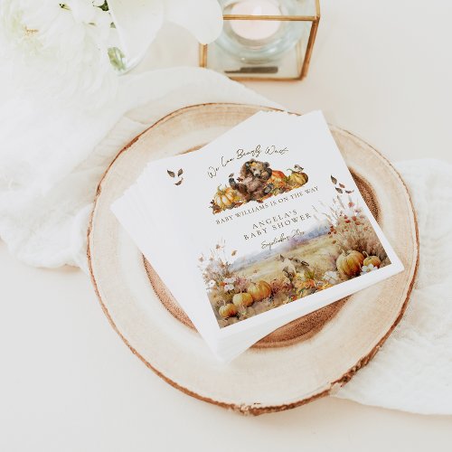 Bearly Wait Fall Woodland Watercolour Baby Shower Napkins