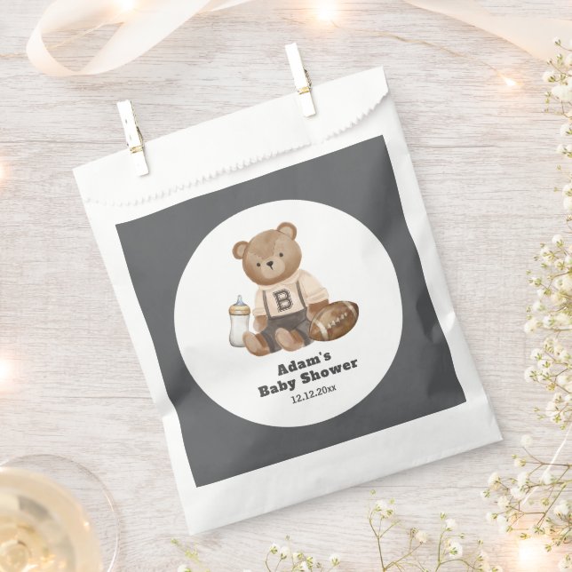 Bearly Wait Football Sport Boy Baby Shower  Favor Bag (Clipped)