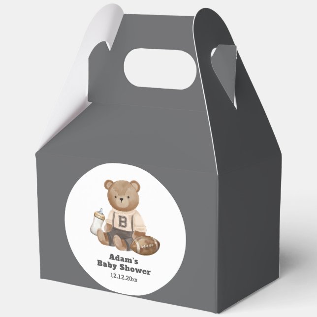 Bearly Wait Football Sport Boy Baby Shower  Favor Boxes (Front)