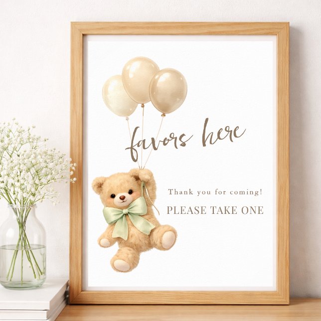 Bearly Wait Gender Neutral Baby Shower Favors Here Poster (Creator Uploaded)