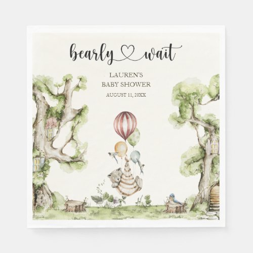 Bearly Wait Gender Neutral Baby Shower Woodland Napkins