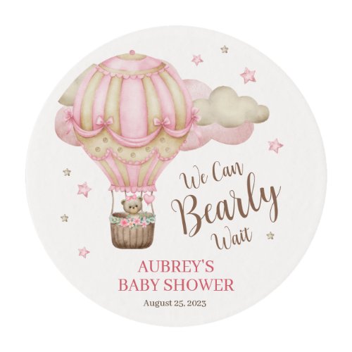 Bearly Wait Girl Baby Shower Edible Frosting Rounds