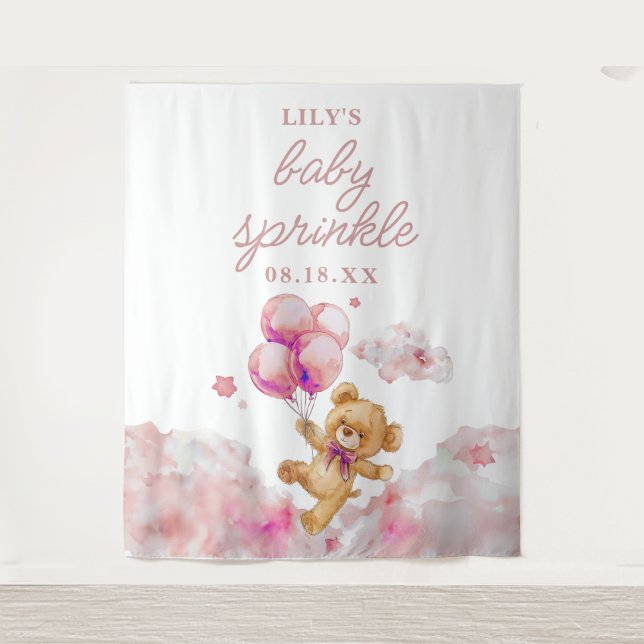 Bearly Wait Girl Baby Shower Sprinkle Photo Prop Tapestry (Front)