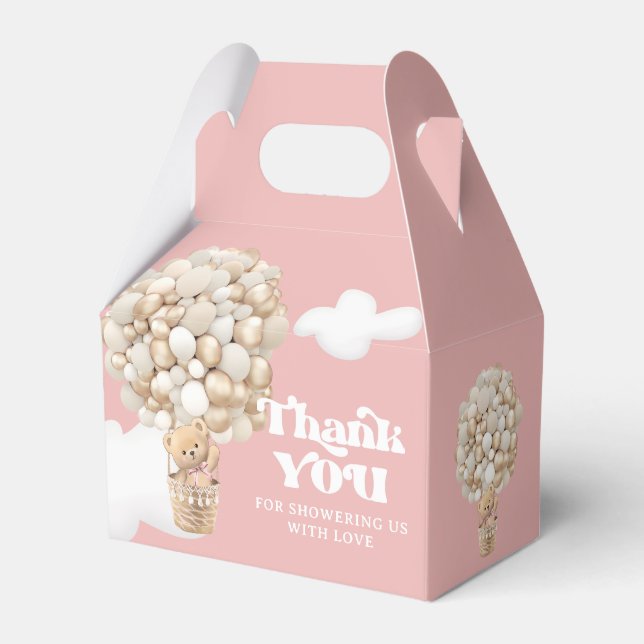 Bearly Wait Girl Bear Balloon Baby Shower Favor Boxes (Front Side)
