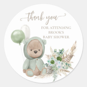 Bearly Wait Green Boho Bear Favor Classic Round Sticker