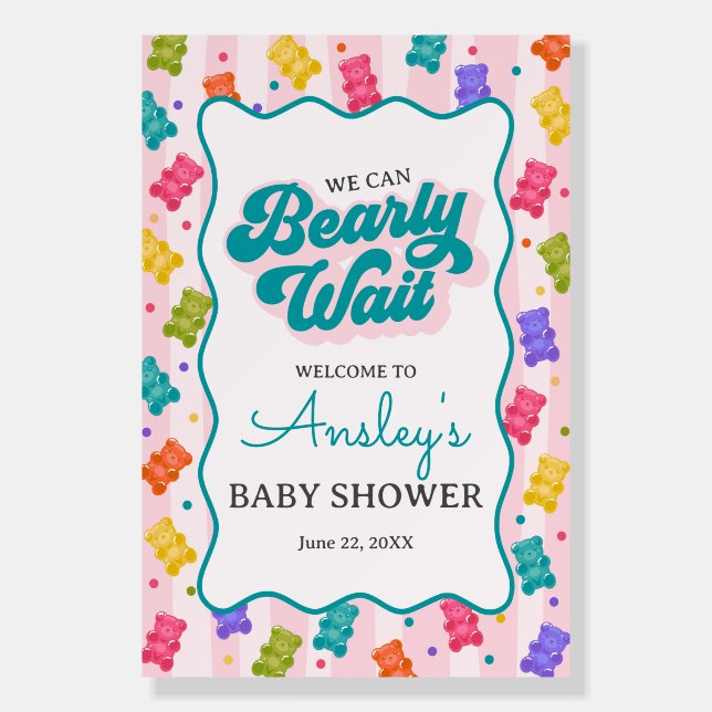 Bearly Wait Gummy Bear Baby Shower Welcome Foam Board (Front)
