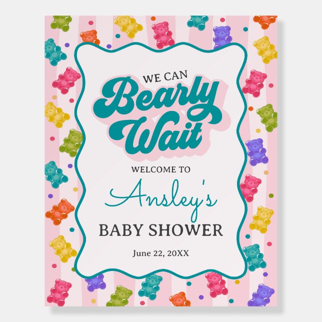Bearly Wait Gummy Bear Baby Shower Welcome Foam Board (Front)
