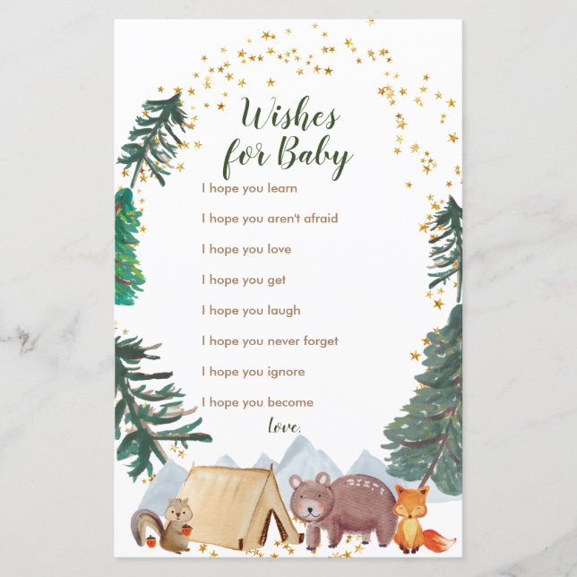 Bearly Wait Happy Camper Wishes for Baby Card (Front)