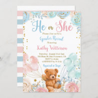 Bearly Wait He or She Gender Reveal Baby Shower In Invitation