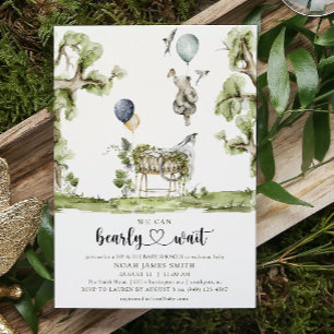 Bearly Wait Heart Sip & See Boy Baby Shower Invitation