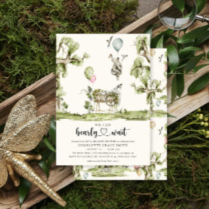 Bearly Wait Heart Sip & See Girl Baby Shower Invitation