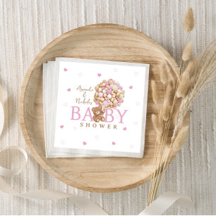 Bearly Wait Minimal Pink Gold Bear Themed Napkins