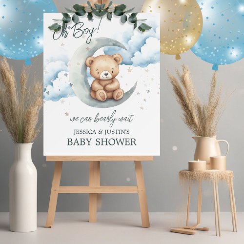 Bearly Wait Moon and Star Baby Shower Welcome Sign