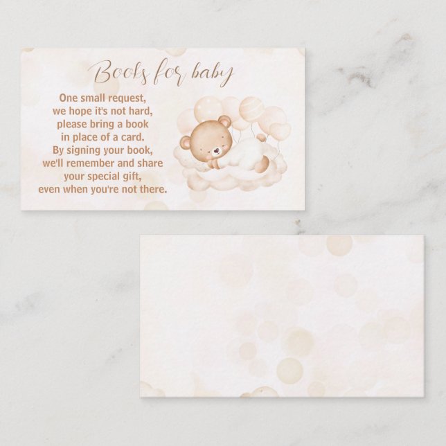 Bearly Wait Neutral Baby Shower Books For Baby Enclosure Card (Front/Back)