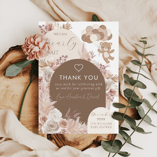 Bearly Wait Neutral Boho Teddy Bear Thank You Card